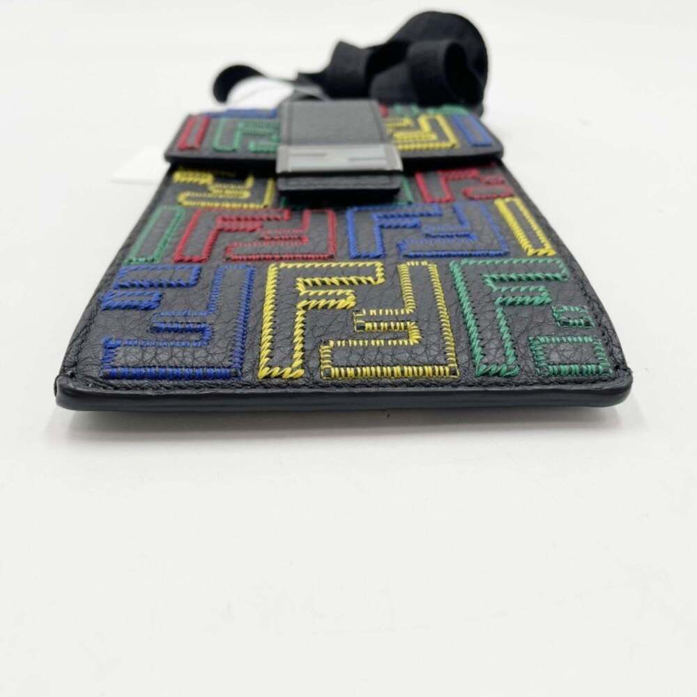 FENDI Black Leather Zucca Shoulder Bag - Picture 3 of 10